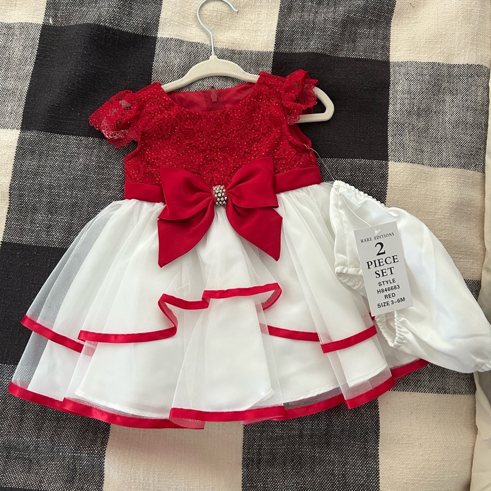 Red and White Baby Dress with Bow